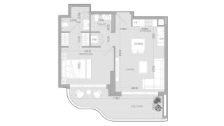Apartment floor plan, 1 bedroom in ALTA V1EW No. 11009