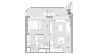 Apartment floor plan, 1 bedroom in ALTA V1EW No. 11012