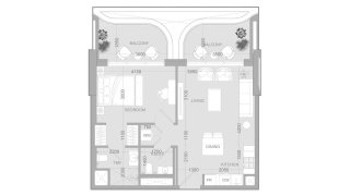 Apartment floor plan, 1 bedroom in ALTA V1EW No. 11013