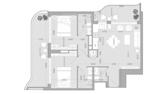 Apartment floor plan, 2 bedrooms in ALTA V1EW No. 11014 (2D)